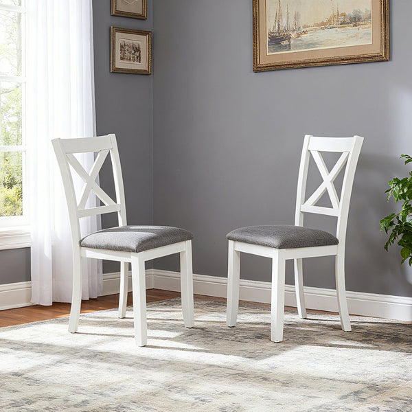 English Elm Dining Chair Set of 4 Rubberwood Frame with Padded Linen Seat for Kitchen Table W1998P238019