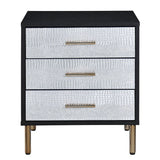 Nightstand: Black, Silver & Gold 3-Drawer with Metal Legs - Stylish Storage Solution