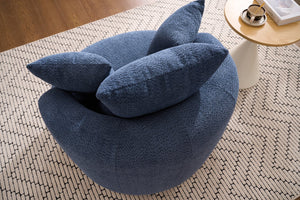 English Elm 360° Swivel Chair upholstered barrel accent chair with plush high-resilience foam and pillows for comfort Antique Blue,Blue W2231P264478