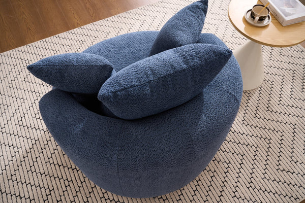 English Elm 360° Swivel Chair upholstered barrel accent chair with plush high-resilience foam and pillows for comfort Antique Blue,Blue W2231P264478