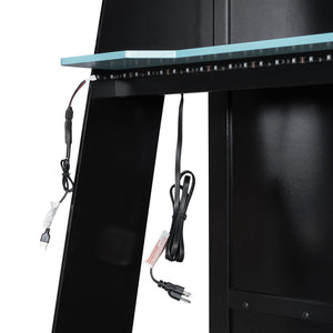 English Elm Twin Gaming Loft Bed with Desk Rgb Lighting and Multi-tier Shelves for Teen Rooms Blue LT000160AAC
