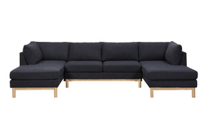 English Elm Helena Sherpa U-shaped Sectional with Double Chaise and Wood Trim for Family Rooms B2749S00218
