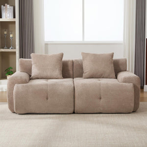 English Elm Loveseat Modular Cloud Floor Sofa Tufted Fuzzy Fabric Couch for Small Apartment Spaces Taupe W5385P455468