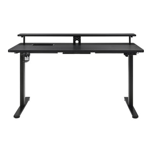 OSP Home Furnishings Primo Electric Standing Desk with Monitor Shelf Steel Frame and Built-in Cable Management PMO6024GD-BCF