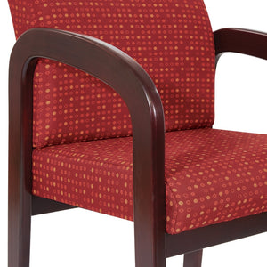 OSP Home Furnishings Fabric Upholstered Visitor Chair with Mahogany Wood Frame and Built in Lumbar Support Ruby WD383-K114