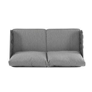 English Elm Christopher Knight Home® - 4-Pieces Outdoor Metal Patio Furniture Set with Deep-Seat Cushions, Teslin Rope, Wood-Look Tabletop, Rust-Resistant Frame Grey N780P2540701G