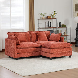 English Elm Cloud Loveseat Modern Sectional with Chenille Upholstery for a Cozy Living Space Orange W1143S00059