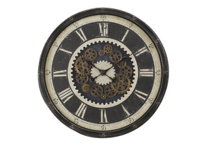 English Elm Clocks, 30" Oversized Round Wall Clock With Open Gear Mechanism, Brown Industrial Design, Quartz B2710P287135