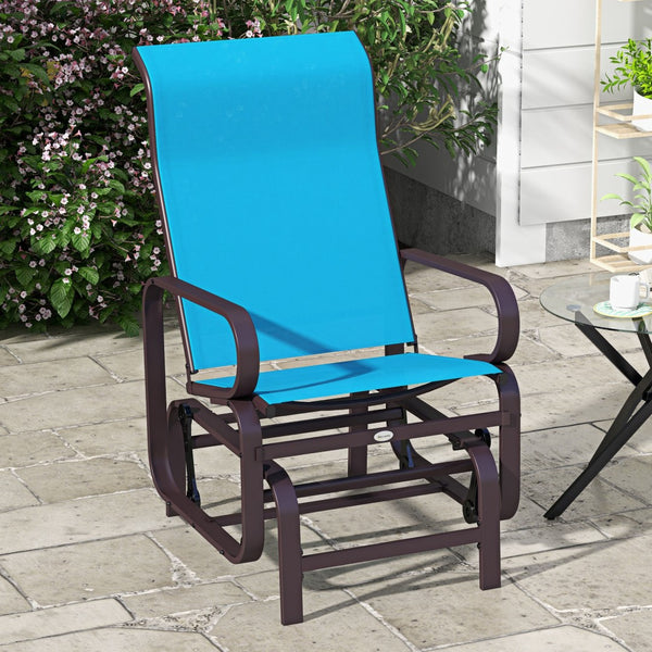 English Elm Outsunny Patio Glider Chair with Ergonomic Sling Seat and Durable Metal Frame for Backyard W2225P200759