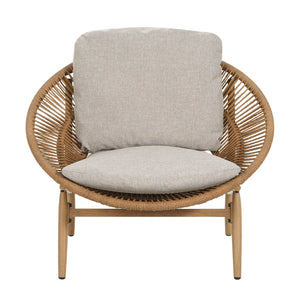 English Elm Christopher Knight Home® - Cyril Outdoor Papasan Lounge Chair - Light Brown Wicker & Beige Cushion For Stylish Relaxation N775P290578B