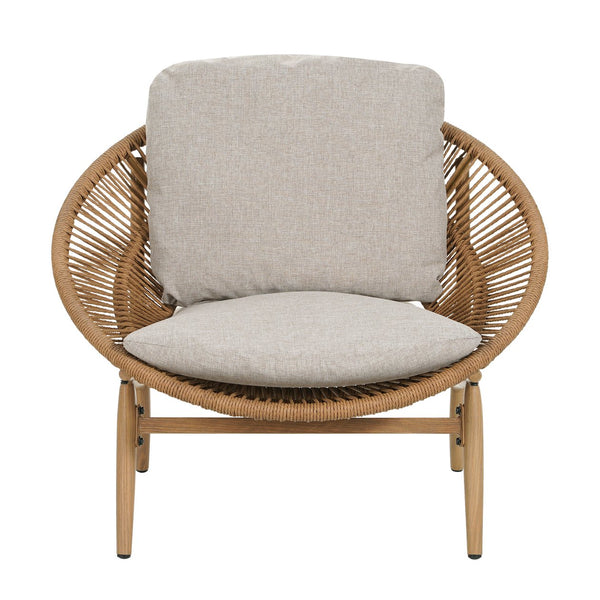English Elm Christopher Knight Home® - Cyril Outdoor Papasan Lounge Chair - Light Brown Wicker & Beige Cushion For Stylish Relaxation N775P290578B