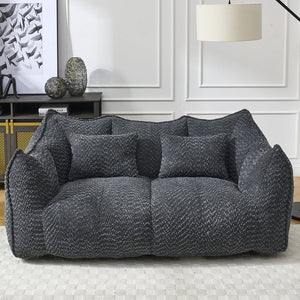 English Elm Soft Plush Foam Beanbag Chair for Two People, Square Recliner Sofa With Superfiber Comfort Embrace Black W1996P252276