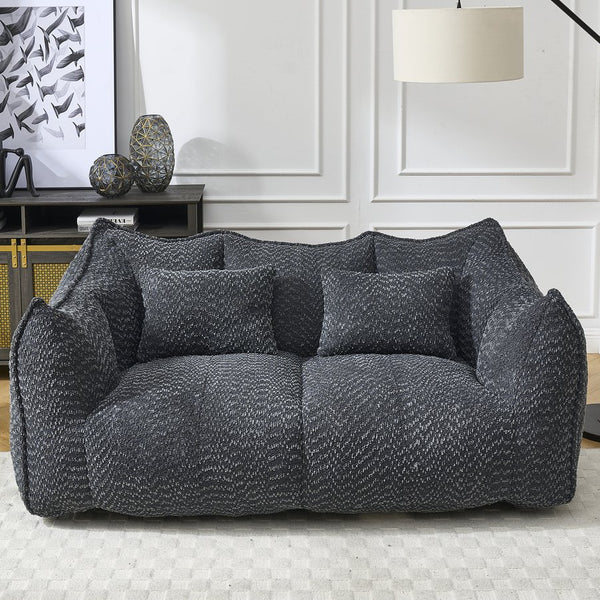 English Elm Soft Plush Foam Beanbag Chair for Two People, Square Recliner Sofa With Superfiber Comfort Embrace Black W1996P252276