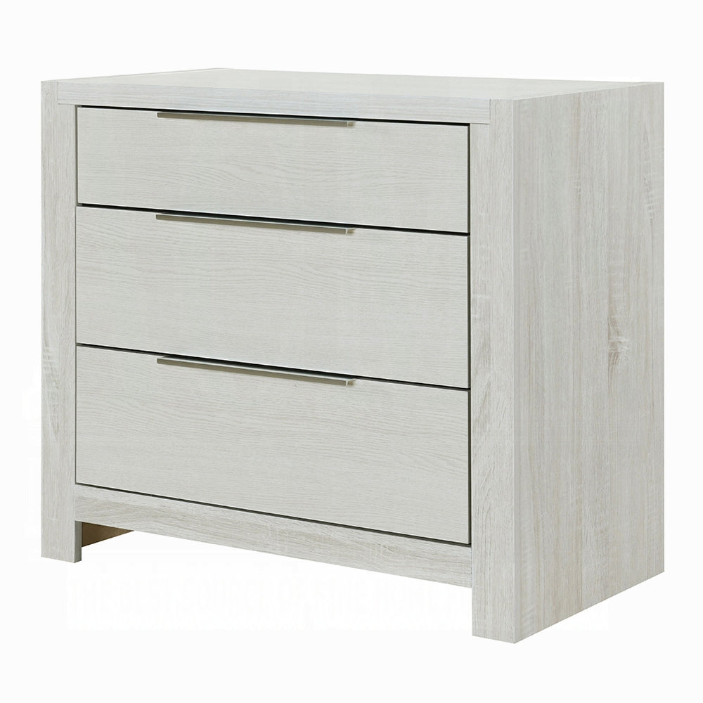 English Elm Modern 3-Drawer Nightstand Beige Finish with Dovetail Full-Extension Drawers, Metal Hardware, 30"W x 17"D x 27"H B2741P405641