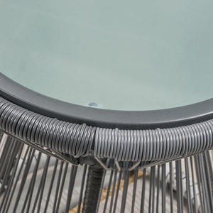 English Elm Christopher Knight Home® - MILAN Gray Side Table with Tempered Glass Top, Handcrafted Polyethylene Rattan & Steel Frame, 18" Tall 62331.00TGRY