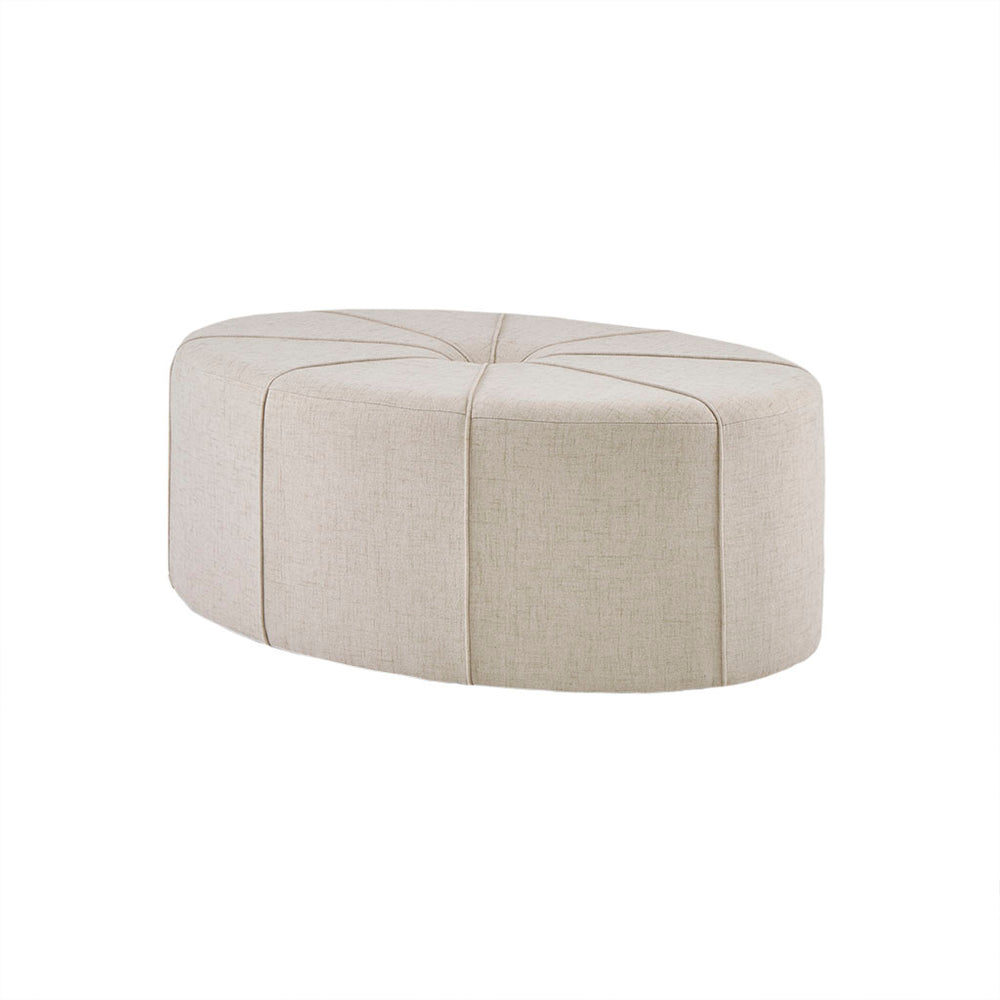JLA Home Madison Park - Oval Oversized Tufted Ottoman in Cream Melange Fabric — Versatile Seating, Footrest, Low Coffee Table MP101-0712