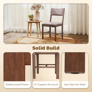 English Elm Comfortable Rubberwood Dining Chairs with Linen Fabric Cushioned Seats Set of 4 Brown,Light Brown T3971P459263