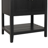 English Elm [Video] 24" Black Modern Sleek Bathroom Vanity Elegant Ceramic Sink With Solid Wood Frame Open Style Shelf