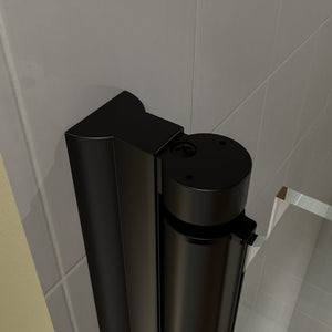 English Elm 30 in Semi-frameless Pivot Shower Door Tempered Glass Matte Black Steel Hardware W637P163758