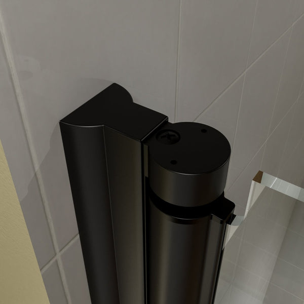English Elm 30 in Semi-frameless Pivot Shower Door Tempered Glass Matte Black Steel Hardware W637P163758