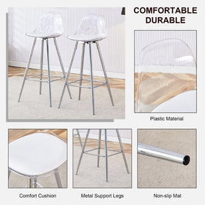 English Elm Modern Pu Leather Upholstered Barstools with Slim Metal Legs for Kitchen Counter Seating W1151P154367