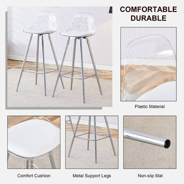 English Elm Modern Pu Leather Upholstered Barstools with Slim Metal Legs for Kitchen Counter Seating W1151P154367