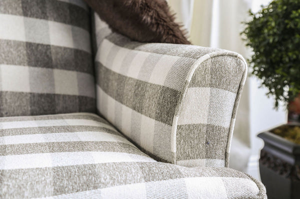 English Elm Transitional High Back Stripe Chair with Rolled Arms for Coastal Comfort and Supportive Seating Appeal Light Gray 32 L x 36 W x 40 H B2741P375953