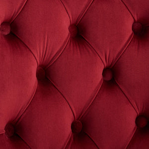 English Elm Classic Velvet Tufted Dining Chairs Set of 2 Burgundy – Solid Wood Frame, High-Rebound Sponge, Nailhead Trim, 300lb W114391510