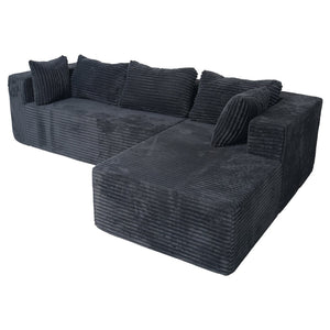 English Elm 100" Corduroy L-shaped Sectional with Deep Foam Seats Modular Living Room Couch T5880S00005