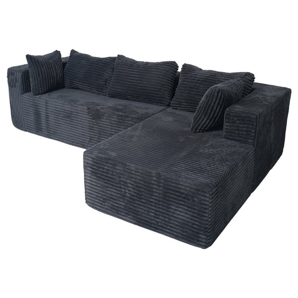 English Elm 100" Corduroy L-shaped Sectional with Deep Foam Seats Modular Living Room Couch T5880S00005