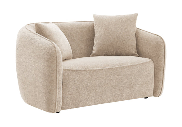 English Elm Keith Beige Chenille Loveseat - Durable Pine Frame, Pocket Coil Comfort, 2 Matching Toss Pillows B2726P252314