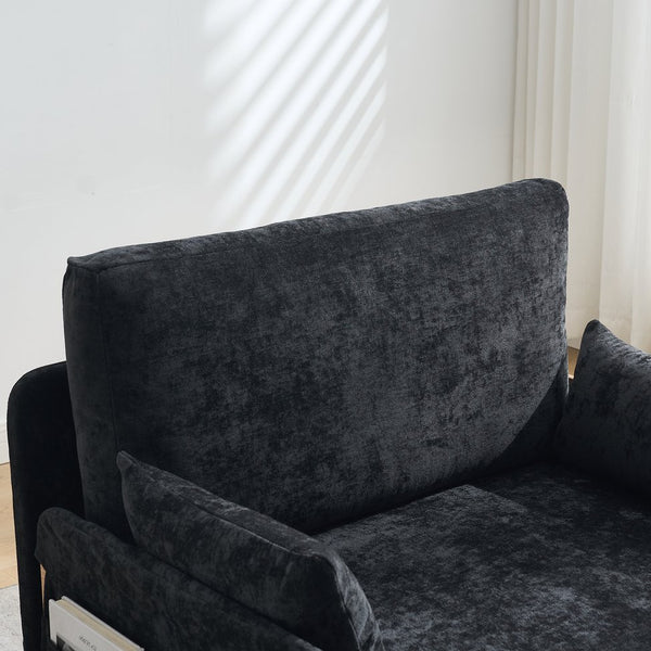 English Elm Foldable sofa bed recliner with three pillows, 3-in-1 convertible sleeper for small spaces, mid-century modern comfort Black W395P290560