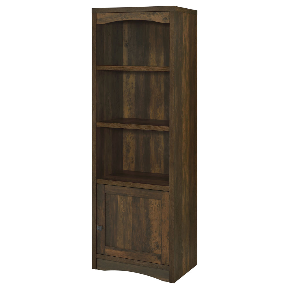 English Elm Stott Dark Pine Media Tower with Adjustable Shelves and Display Space, 70.75" Tall Brown Storage Unit B062P299839