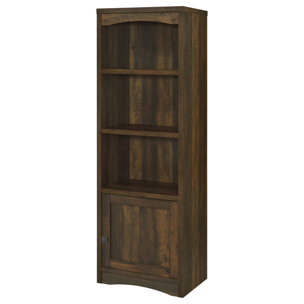 English Elm Stott Dark Pine Media Tower with Adjustable Shelves and Display Space, 70.75" Tall Brown Storage Unit B062P299839
