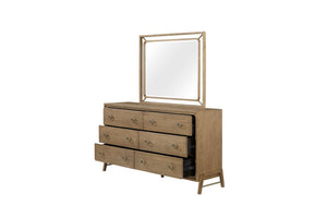 English Elm 6 Drawer Dresser Latte Finish with Jewelry Tray, Felt & Cedar Lined Drawers, Solid Wood Elegance B2699P226103
