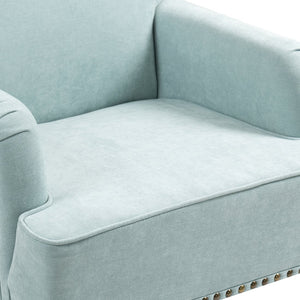 English Elm Modern Upholstered Accent Chair with Retro Wooden Legs Nailhead Trim High-Density Foam Seat 300lbs Sage W3042P262915