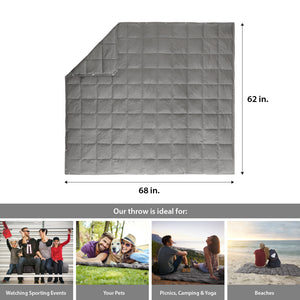 JLA Home True North by Sleep Philosophy - Wearable Oversized Goose Down Throw Jacket with Water-Repellent Shell, Packable Warmth & Button Closure Grey TN50-0482