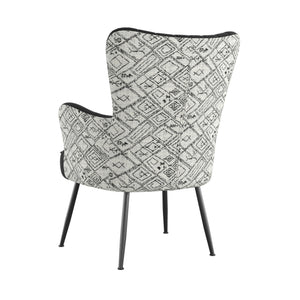 English Elm Wallace & Bay - Black Accent Chair with Petroglyph Print Fabric, Transitional Style, Easy-Care Upholstery, 27.4"W x 38.2"H B361P384459