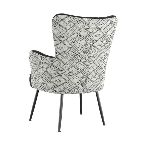 English Elm Wallace & Bay - Black Accent Chair with Petroglyph Print Fabric, Transitional Style, Easy-Care Upholstery, 27.4"W x 38.2"H B361P384459