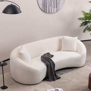 English Elm 3+1, Cloud Curved Boucle Sofa Three Seat Sculptural Arc for Modern Living Rooms W2664S00101