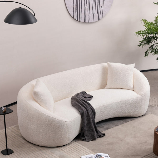 English Elm 3+1, Cloud Curved Boucle Sofa Three Seat Sculptural Arc for Modern Living Rooms W2664S00101