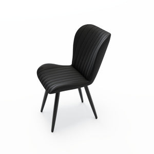 English Elm Set of 2 Armless Faux Leather Dining Chairs with Cushioned Seats and Metal Legs Black W3316P426942