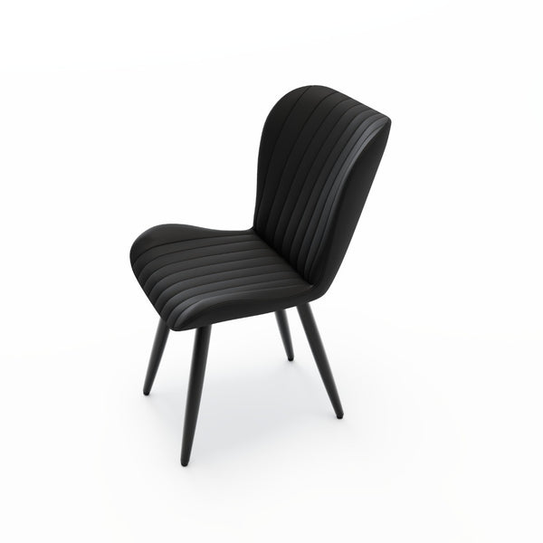English Elm Set of 2 Armless Faux Leather Dining Chairs with Cushioned Seats and Metal Legs Black W3316P426942
