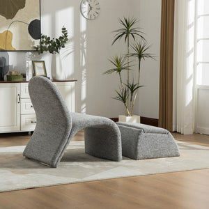 English Elm 24.8 Inch Chenille Armless Accent Chair with Matching Storage Ottoman for Any Room Gray W3098P451469