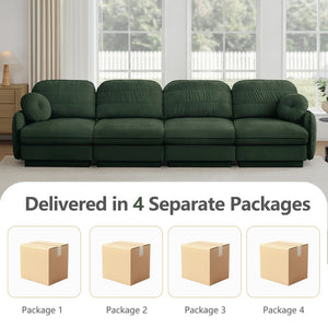 English Elm 137"chenille Cloud Sofa Deep Seat Four Seater with Quilted Cushions for Living Room Green W714S01771