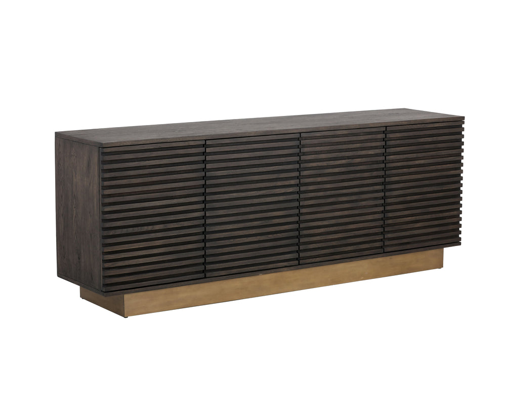 Sunpan Paris Sideboard - Elegant Antique Brass Base, Distressed Finish & Ample Storage for Dining Spaces