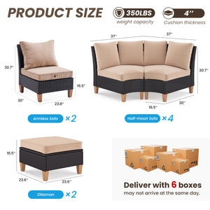 English Elm Small Patio Wicker Set of 2 Beige — Sustainable PE Rattan, Water‑Resistant Cushions, Ergonomic Comfort for Balcony and Garden T3623P409906