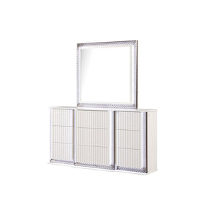 English Elm Fabio Contemporary King 4Pc Bedroom Set With Diamond Accents, Led Lighting & White Wood Finish B009S01583