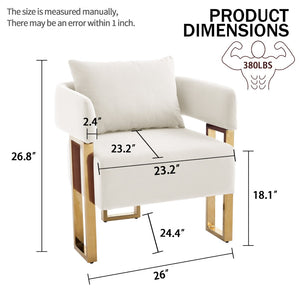 English Elm Ts Velvet Accent Chair Set of Two with Gold Metal Legs for Living Room or Office White W2311P414939