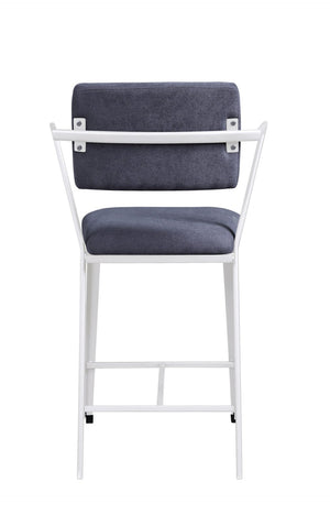 English Elm Cargo Gray Upholstered Counter Stools with White Iron Frames for Kitchen Islands B2726P457617